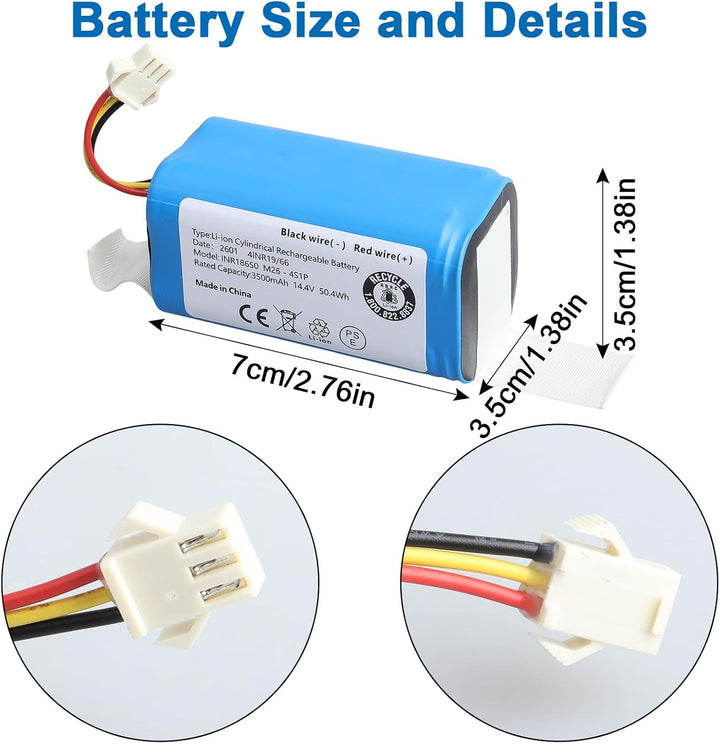 14.4V 3500mAh Li-ion akku, Ersatzakku für AIRROBO P20 Saugroboter, 3500mAh
