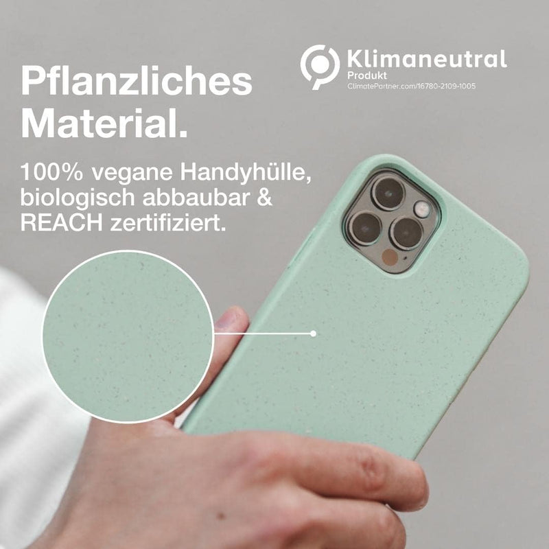 Woodcessories - Antibakterielle Bio Hülle kompatibel mit iPhone 12 Pro Max Hülle Mint grün - Plastik