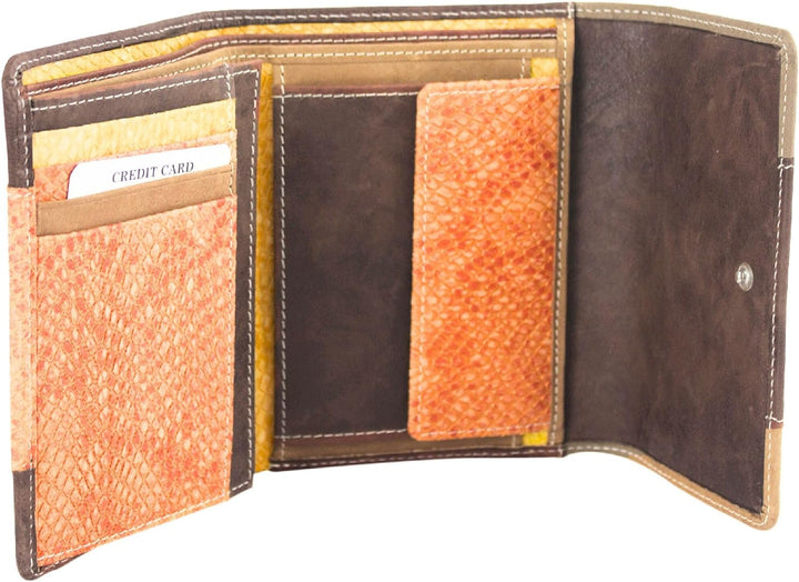 Sunsa Geldbörse. Damen Geldbeutel. Leder Portemonnaie mit RFID Schutz. Mittlere gross Brieftasche mi