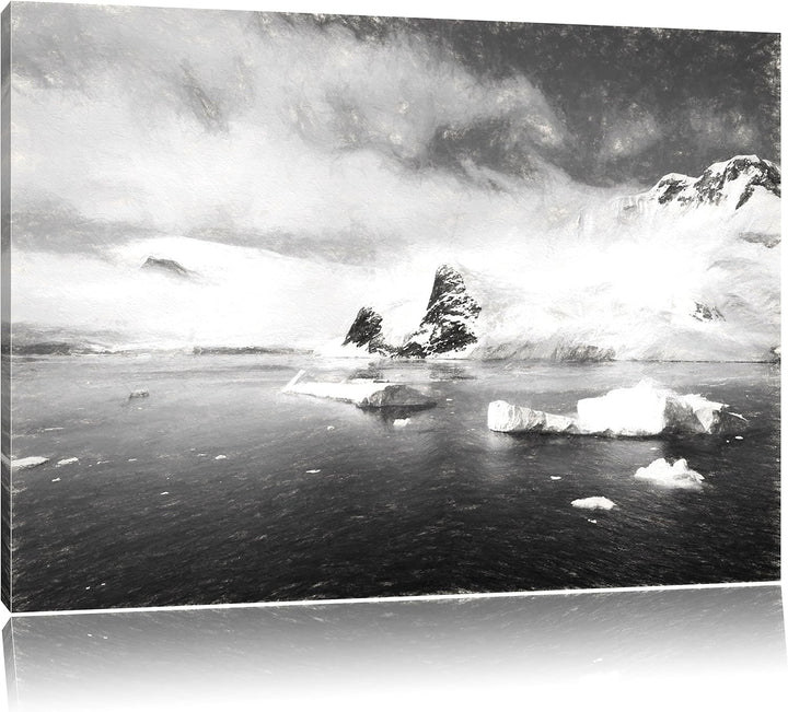 Pixxprint Winterlandschaft in der Antarktis als Leinwandbild/Grösse: 100x70 / Wandbild/Kunstdruck/fe