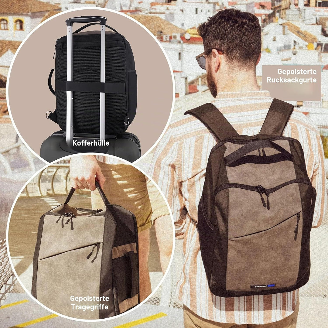 Cabin Max Handgepäck-Rucksack Backpack Reiserucksack Ryanair 40x30x20 24L 40 x 30 x 20cm Schwarz, 40