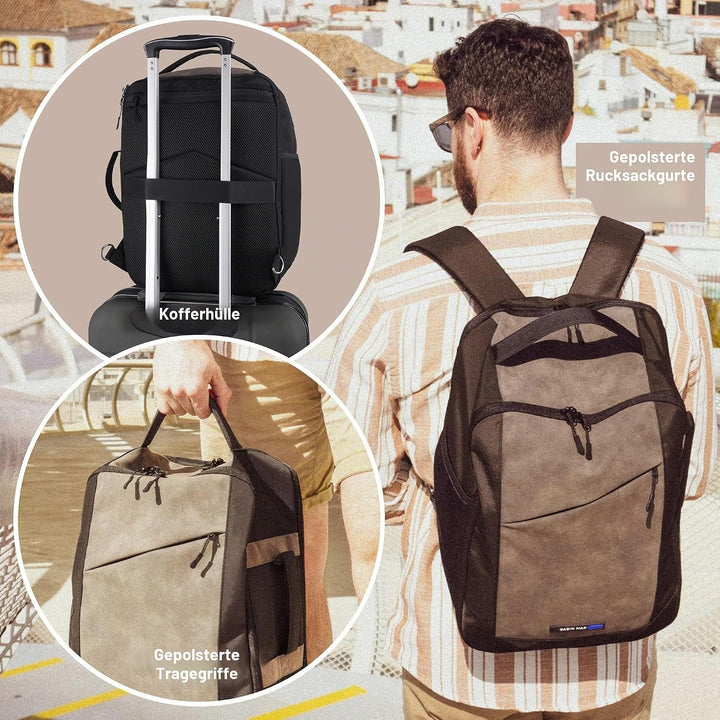 Cabin Max Handgepäck-Rucksack Backpack Reiserucksack Ryanair 40x30x20 24L 40 x 30 x 20cm Schwarz, 40