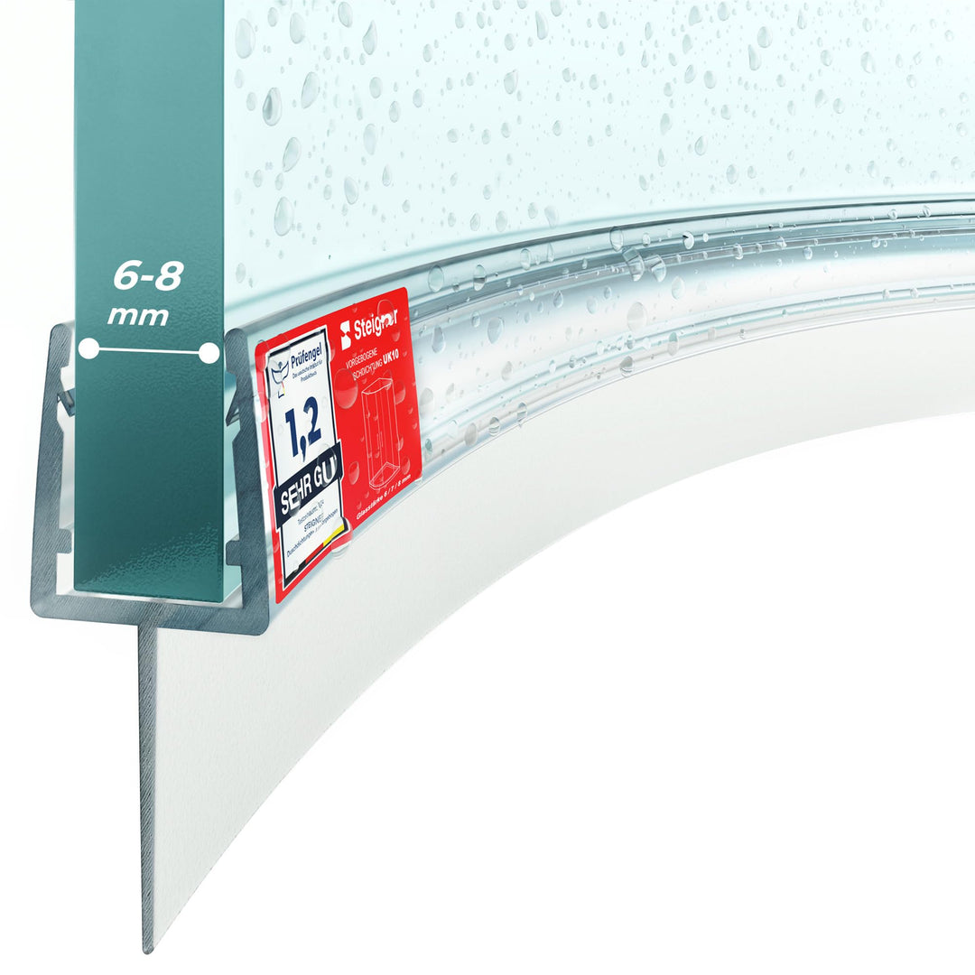STEIGNER Duschdichtung, 120cm, Glasstärke 6/7/ 8 mm, Vorgebogene PVC Ersatzdichtung für Runddusche,