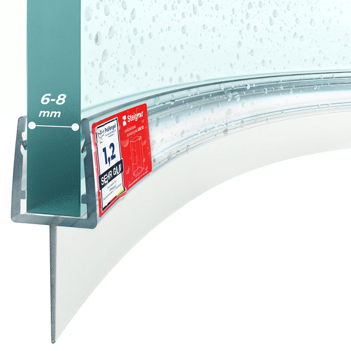 STEIGNER Duschdichtung, 120cm, Glasstärke 6/7/ 8 mm, Vorgebogene PVC Ersatzdichtung für Runddusche,