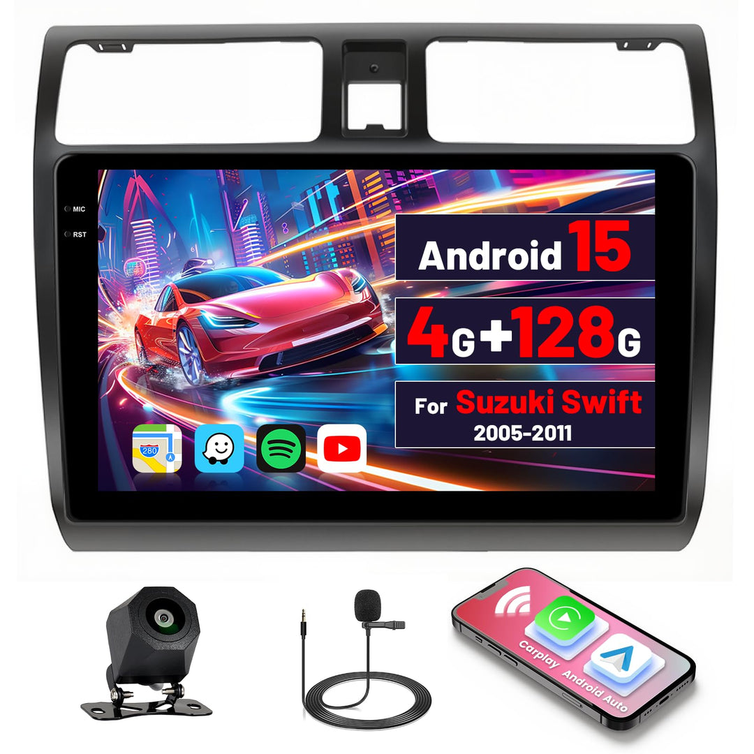 [4G+128G] Inefala Android 15 Autoradio für Suzuki Swift 2005-2010 mit Wireless Carplay Android, 10 Z