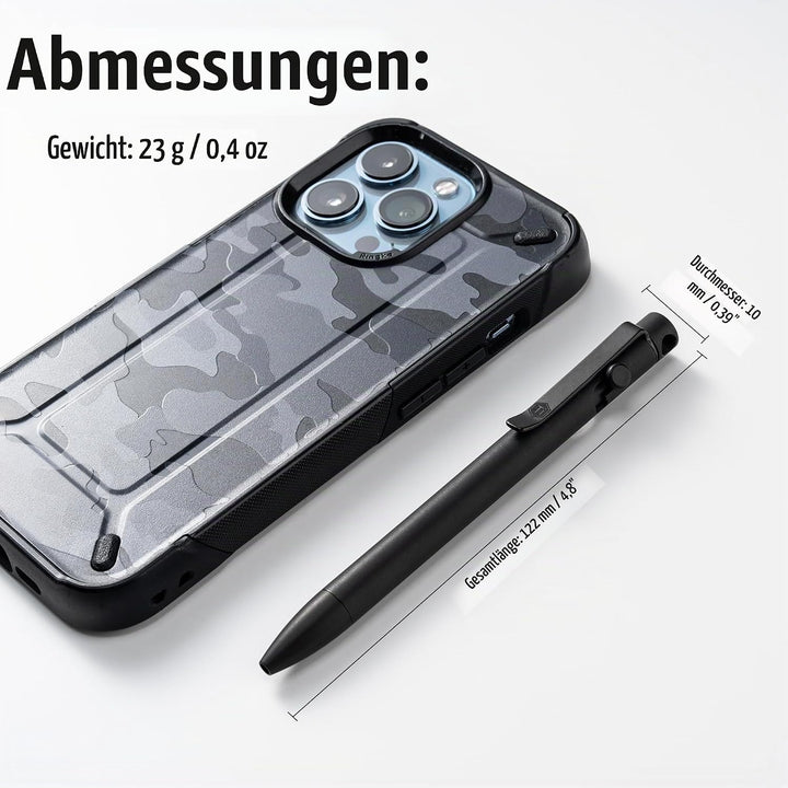 KeyUnity KP01BK Bolt Action Pen mit Clip, EDC-Taschenstift aus Titanlegierung, einziehbarer Metallku