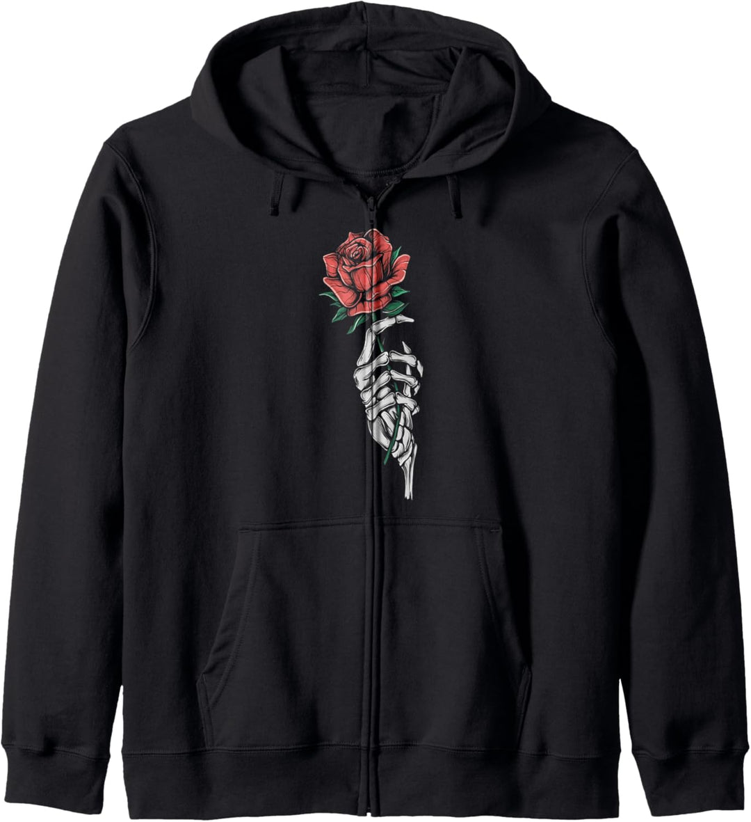Vintage Halloween Skelett Hand mit einer Rose Blume Kapuzenjacke