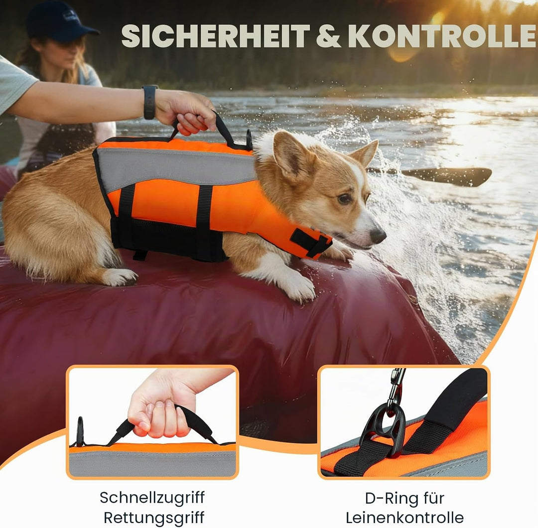 VIVAGLORY Front Float Schwimmweste Hund, Hundeschwimmweste für Bootfahren, Schwimmweste with Kopfstü