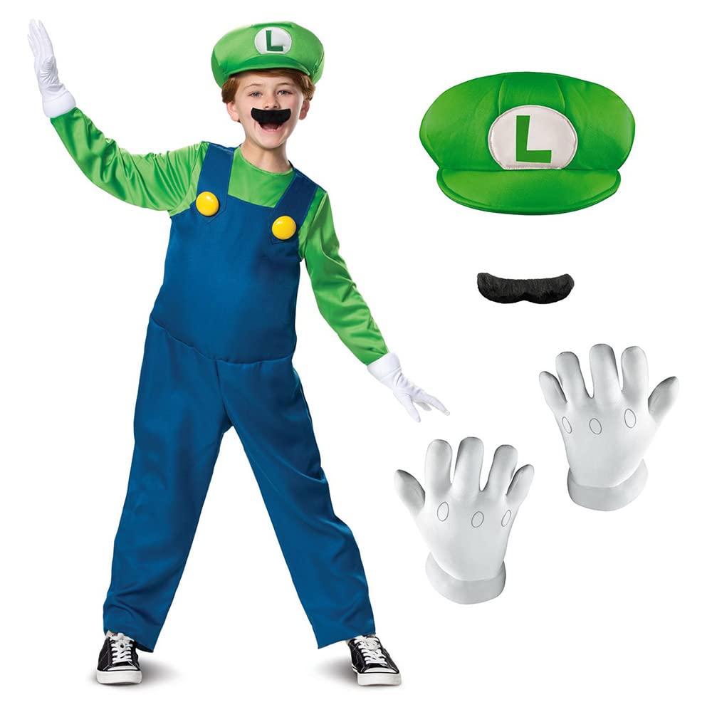Super Mario Bros Jungen Luigi Deluxe Kids Luigi Kostum Einheitsgrösse Luigi, Einheitsgrösse Luigi