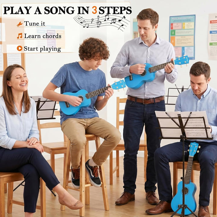 Everjoys Sopran Ukulele Set für Kinder und Erwachsene 21 Zoll Ukulele Starter Kit mit Tasche, Tuner,