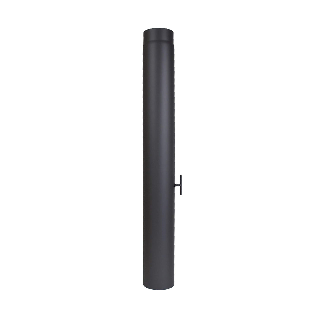 LANZZAS Ofenrohr 1000 mm Verlängerung mit Klappe - im Durchmesser Ø 120 mm - Farbe: schwarz - Rauchr