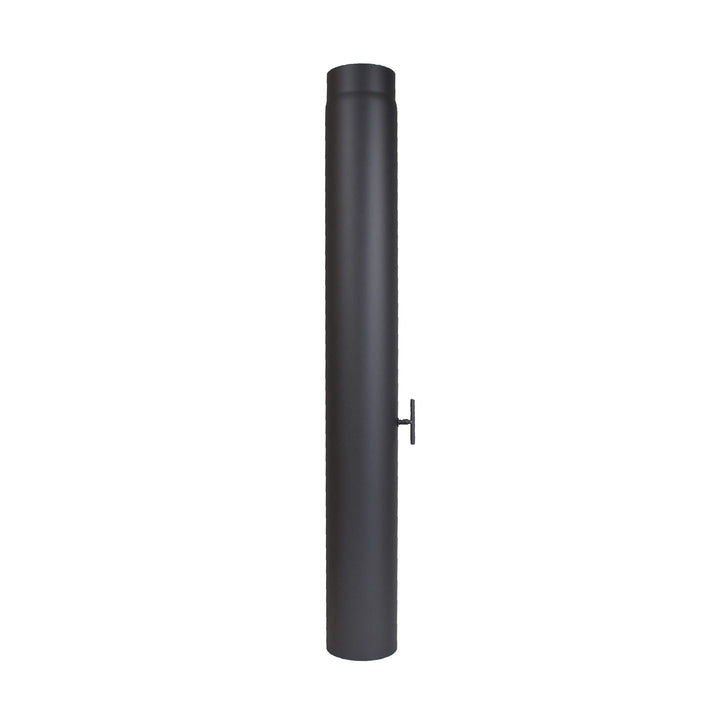 LANZZAS Ofenrohr 1000 mm Verlängerung mit Klappe - im Durchmesser Ø 120 mm - Farbe: schwarz - Rauchr