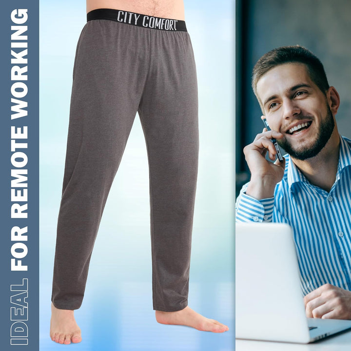 CityComfort Herren Schlafanzughose Lang mit Seitentaschen & elastischem Bund, 2er Pack XXL Elastisch