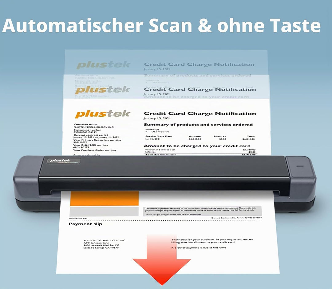 Plustek MobileOffice S410 Plus - mobiler Dokumentenscanner (600dpi, A4, USB) inkl. Plustek iDoc Soft