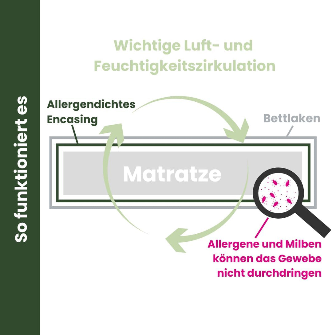 Softsan Encasing für Kinder Matratzen aus Bio Baumwolle | Schutzbezug für Allergiker | Anti Milben S