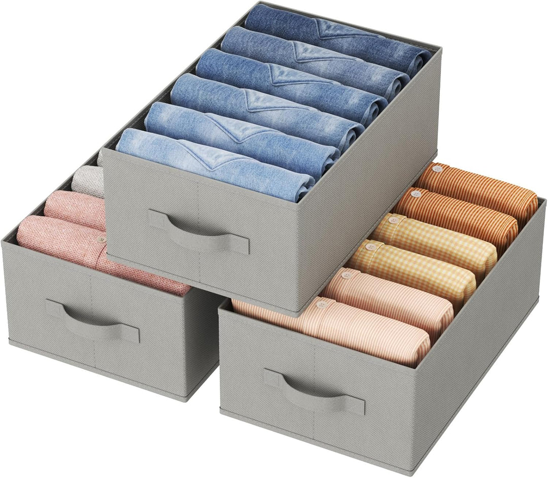 Lifewit Schrank Aufbewahrungsbox Kleidung, Jeans Ordner für Kleiderschrank mit Trennplatte, 6 Fächer