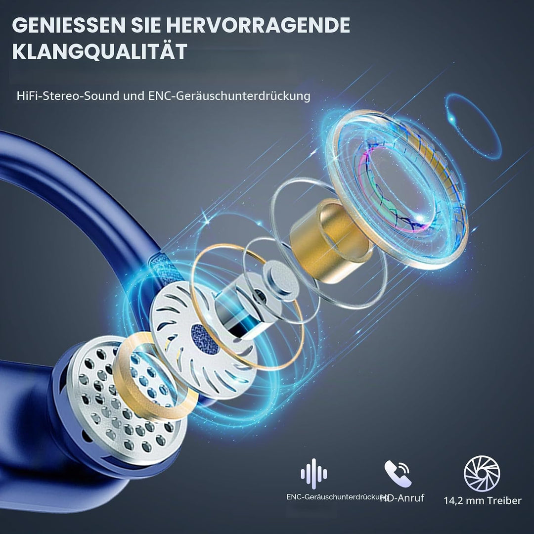 Bluetooth Kopfhörer Sport, In Ear Kopfhörer Bluetooth 5.4 mit 3D Bass HiFi-Stereo, 75Std 4 ENC Noise