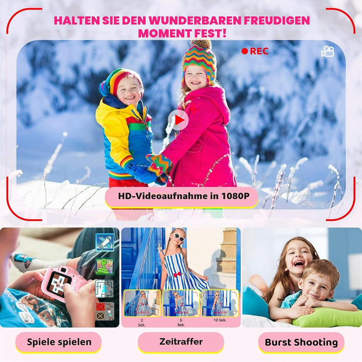 Kinder Kamera, 2.0”Display Digitalkamera ，Geschenke für 3 4 5 6 8 7 9 10 11 12Jahre Jungen und mädch