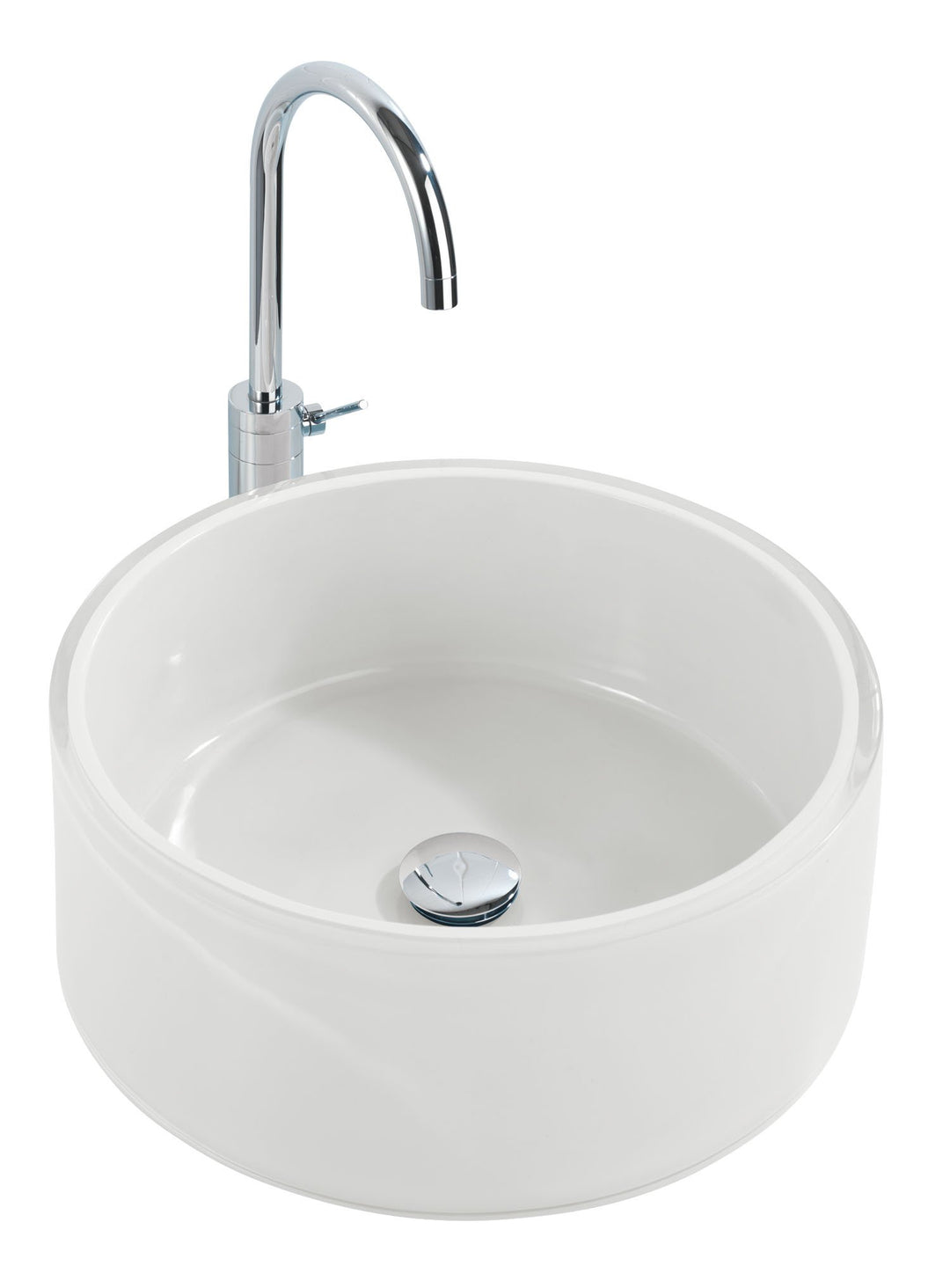 Wenko 18918100 Waschbecken Tropic White - mit Pop-Up Abfluss, Polyresin, Ø 43 x 16 cm, weiss