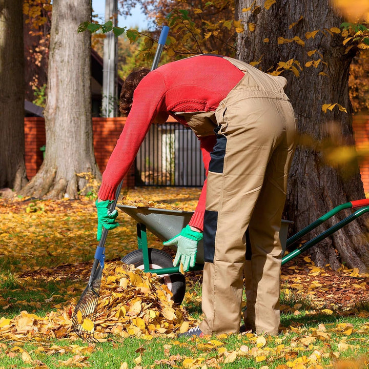 Rechen für Laub, 178cm Laubrechen Metall mit Verstellbar Griff mit Verstärkten 18Zinken, Gartenlaubr
