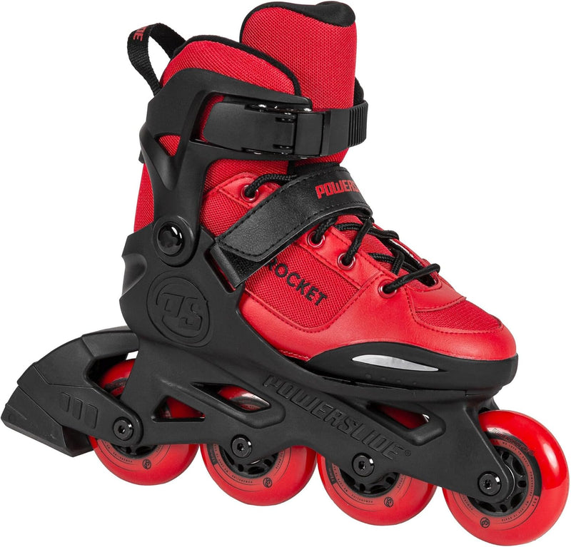 Powerslide Rocket Red, Grösse verstellbar 4-Rollen Kinder Inline Skate, ABEC 7 Kugellager 37-40, 37-