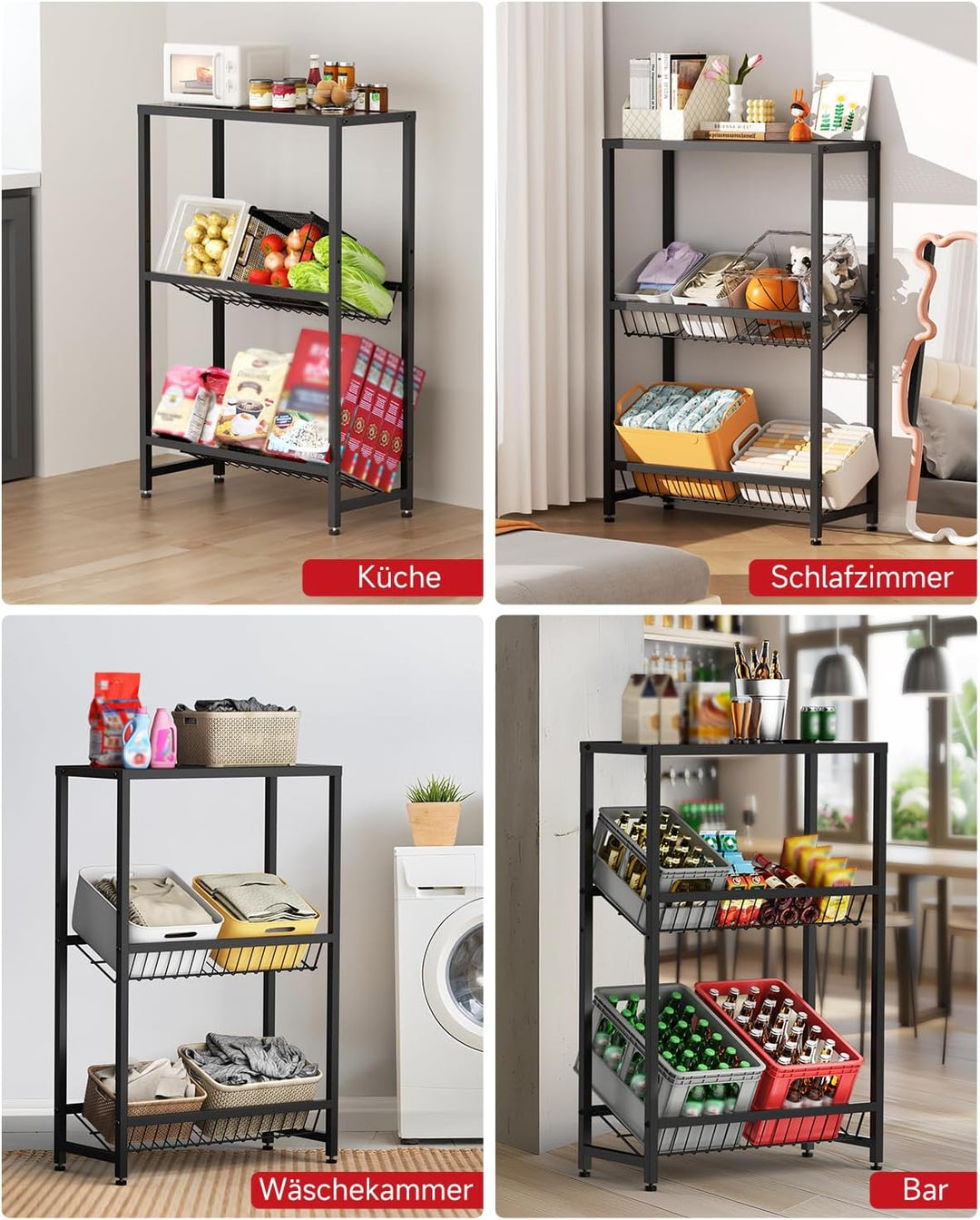 Rainsworth Getränkekistenregal mit Ablage, mit Gitterhalterung aus Metall, 33T x 75B x 113H cm Regal