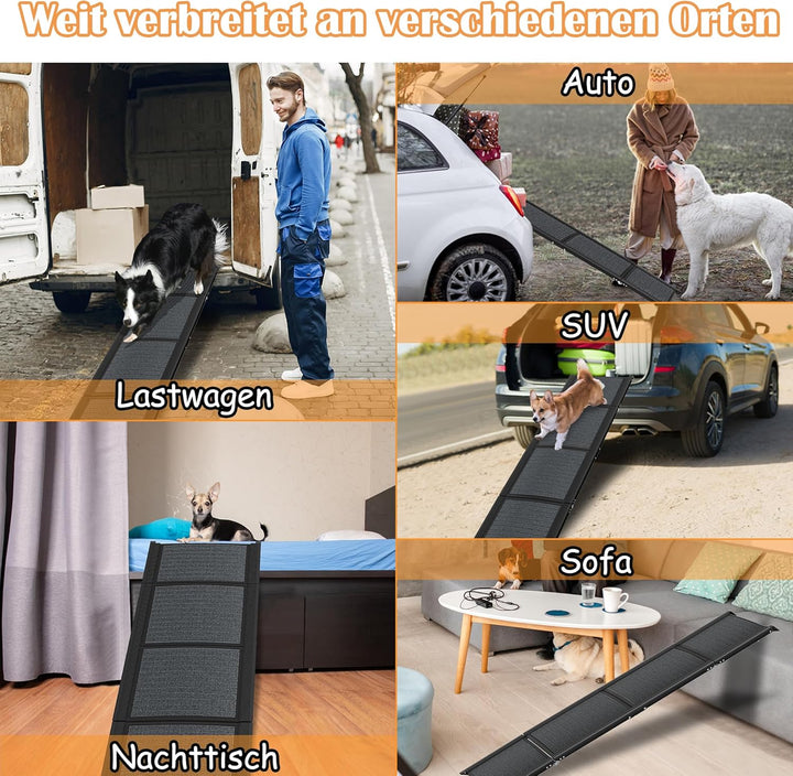 NAIZY Hunderampe Klappbare, 157 cm Hunde Ramp Hundetreppe mit Rutschfester Stoff & Griff Haustierram