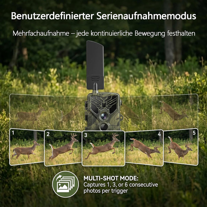 Wildkamera 4G APP, 120 MP 4K, Wildtierkamera mit SIM-Karte, Telefon-Sende-Foto, Nachtsichtkamera 940
