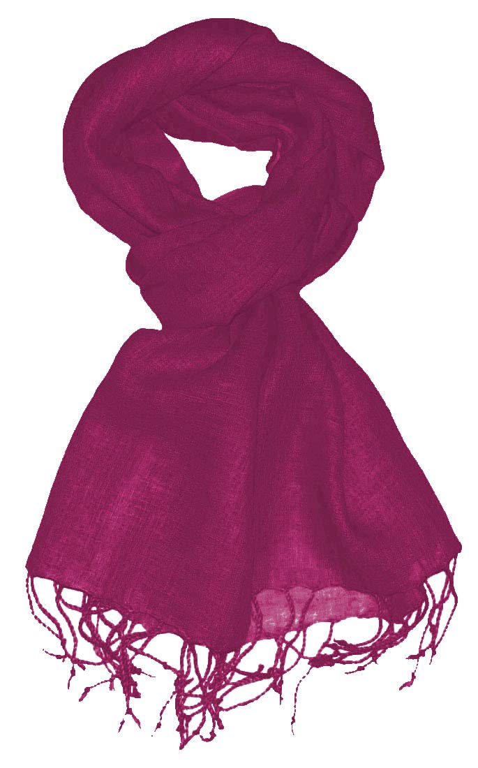 Lorenzo Cana Herrenschal Schal Tuch Leinenschal 65 x 175 cm 100% Leinen uni Pink Rosa Beere Violett