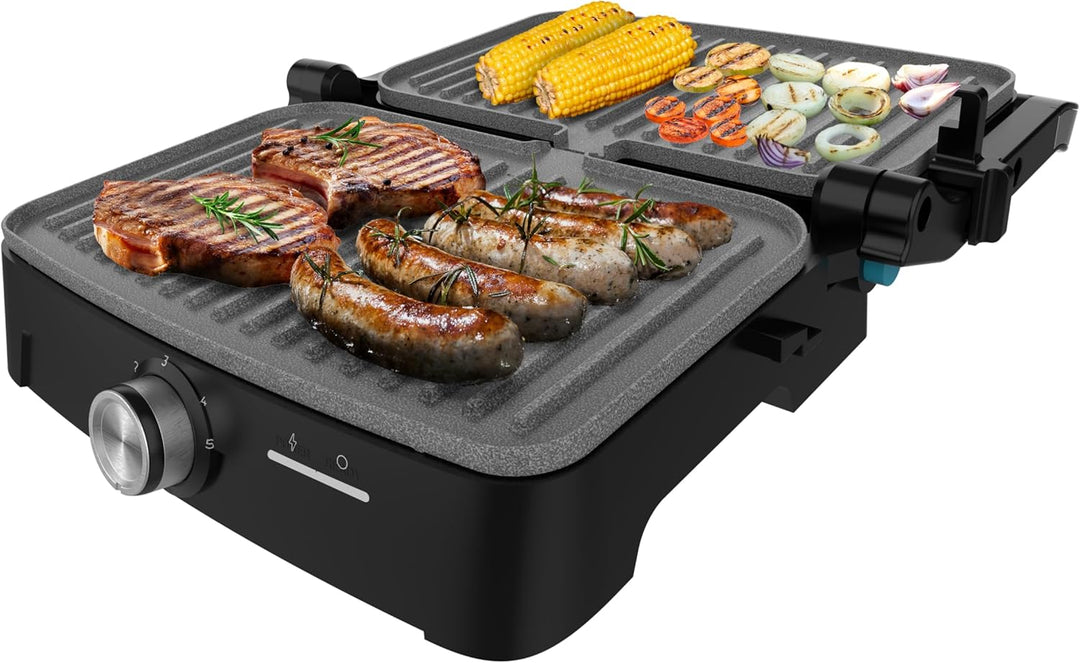 Cecotec Rock'nGrill Elektrogrill 1500 Full Open, 1500W, Öffnung 180°, RockStone, Antihaftbeschichtun