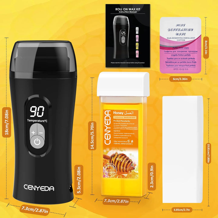 Digitales Roll on Wax Kit, Waxing Set Wax Roller für Warmwachs Haarentfernung, Konstante Temperatur