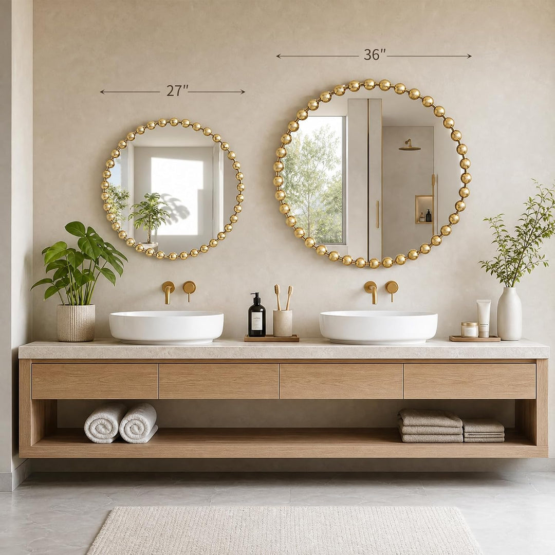 MADISON PARK SIGNATURE Marlowe Wandspiegel aus Metall, kugelförmiger Rahmen, rund, für Wohnzimmer-Ak