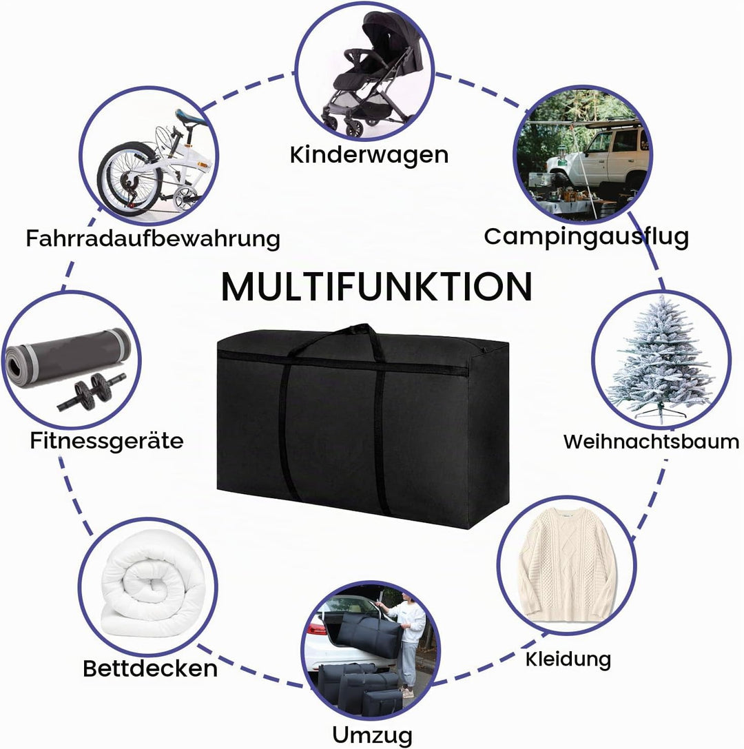 Kongming 2 Stück 180L Aufbewahrungstasche xxl Wasserdichte 600D Oxford Schwarz Extra Gross Umzugstas