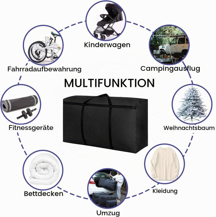 Kongming 2 Stück 180L Aufbewahrungstasche xxl Wasserdichte 600D Oxford Schwarz Extra Gross Umzugstas