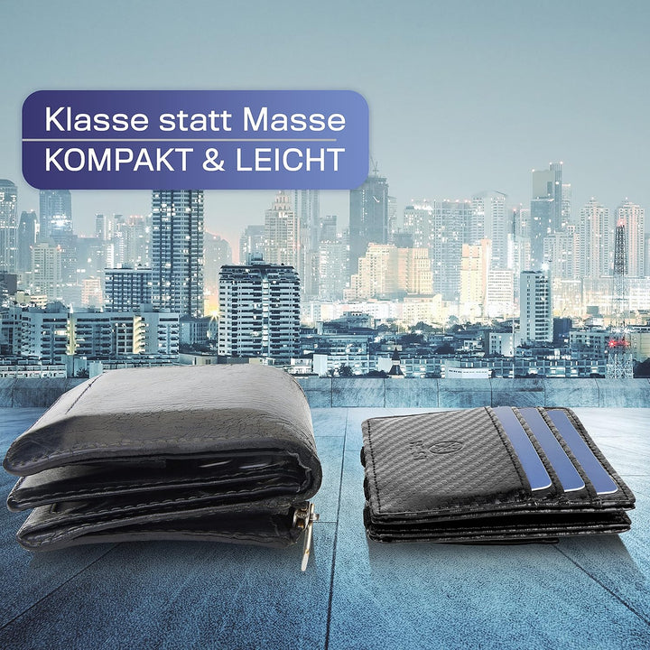 WEST - Kreditkartenetui mit Münzfach – inklusive Geschenkbox – kleine Geldbörse für Herren mit RFID-