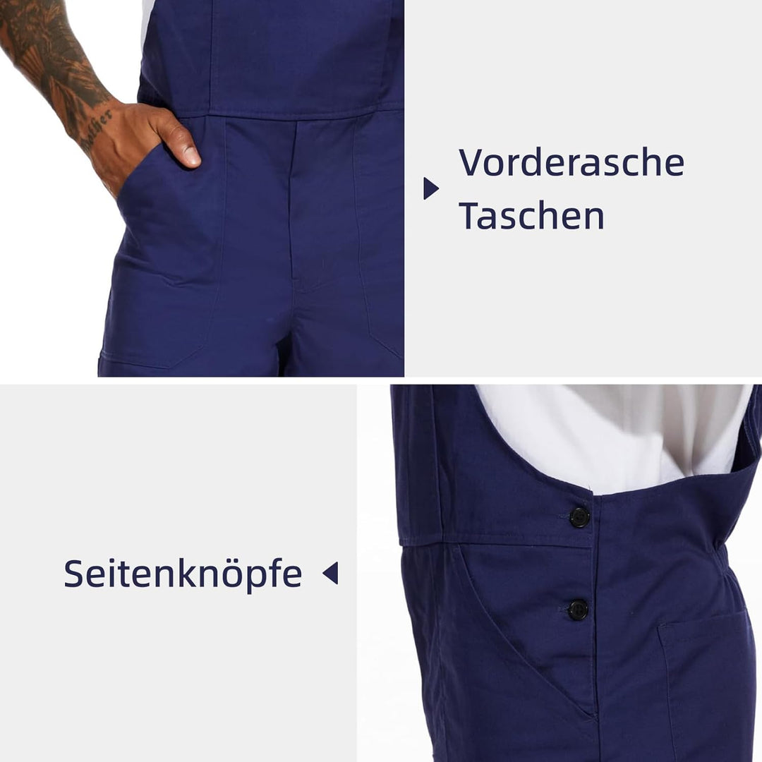 WORK IDEA Arbeits-Latzhose für Männer Multi Pocket Technology Herren Arbeitslatzhose S Marine, S Mar