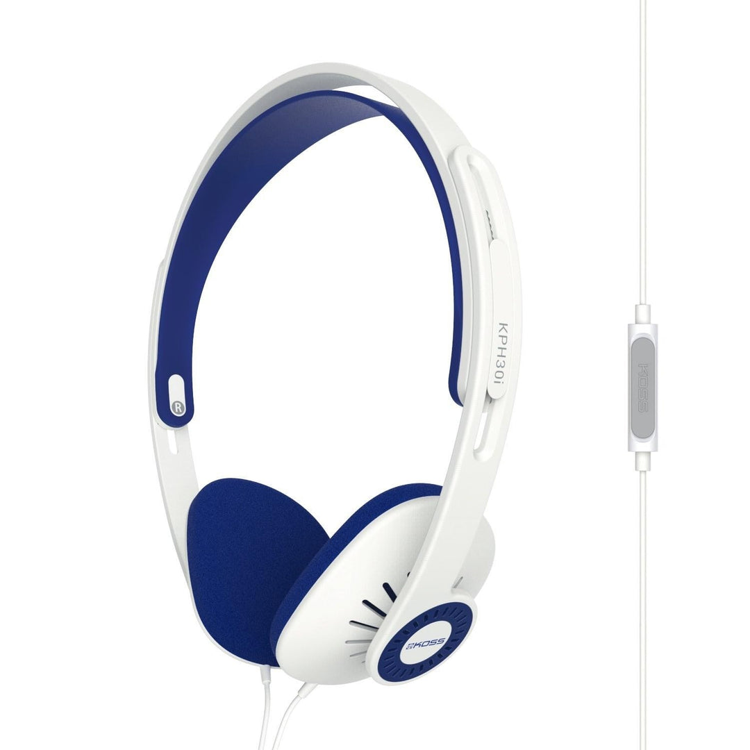 Koss KPH-30iW 192948 KPH30iW HiFi Kopfhoerer On Ear Headset, Lautstaerkeregelung Weiss weiss / blau,