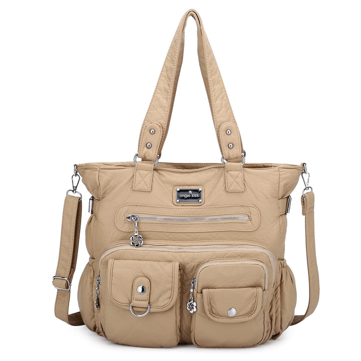 AngelKiss Handtasche Damen Schultertasche Multifunktionale Umhängetaschen Gewaschenes Veganes Leder