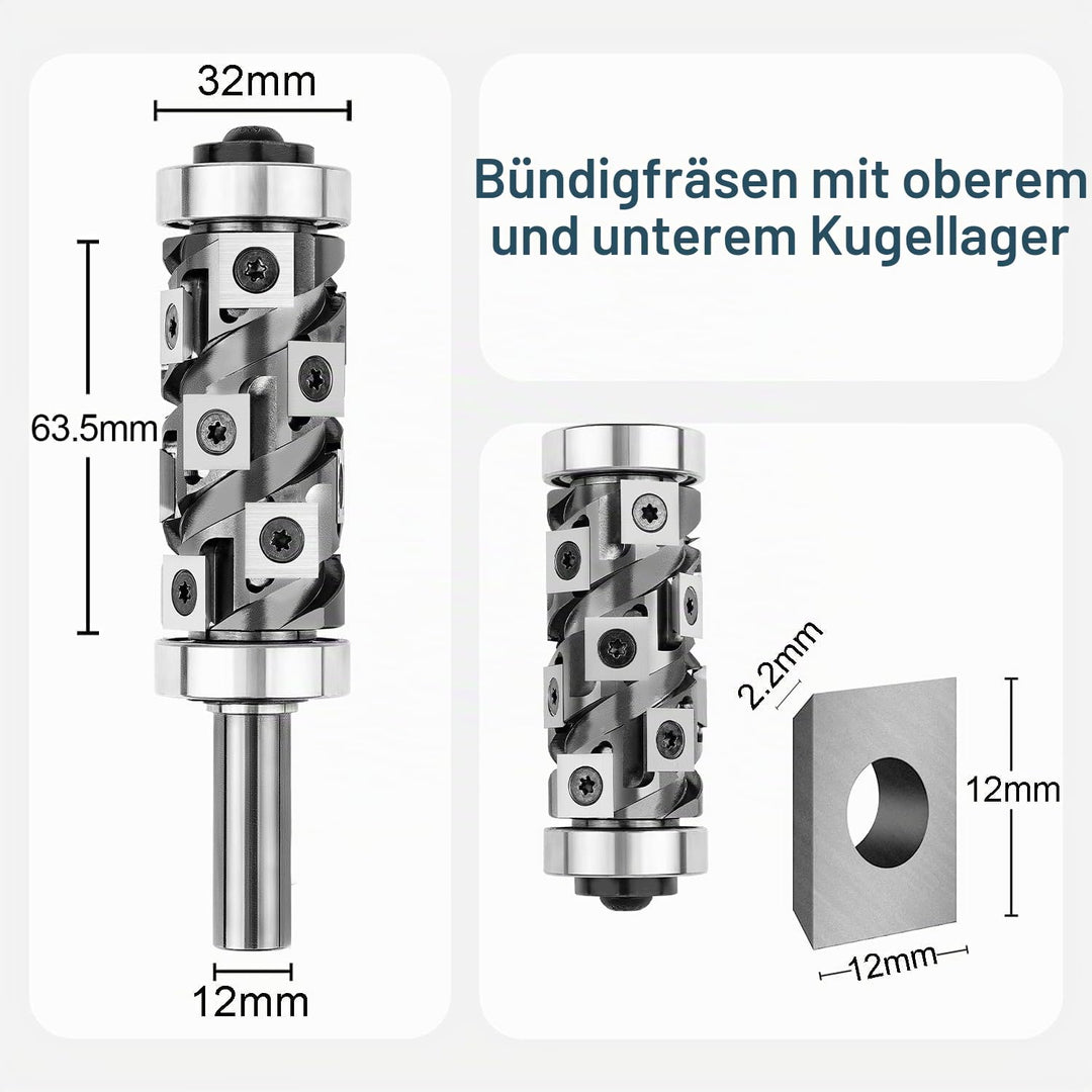 SpeTool Up&amp;Down Kompressions Bündigfräser 12mm Schaft VHM Spiralnutfräser Kopierfräser für Oberfräse