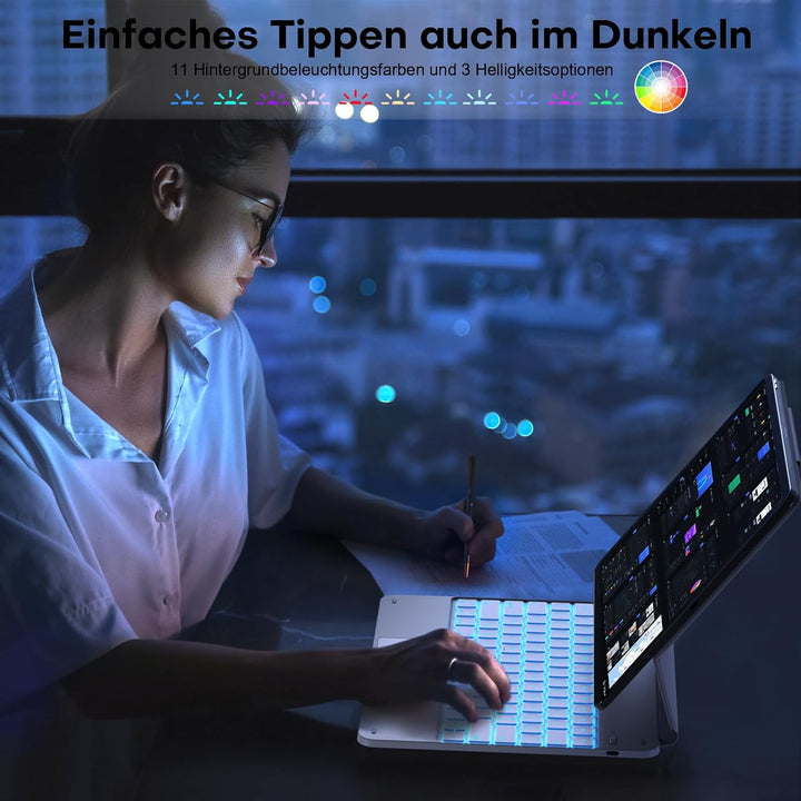 TECURS Hülle Tastatur für iPad Air 13" (M3/M2, 2025/2024), Magic Keyboard für iPad Pro 12.9 (6/5/4/3