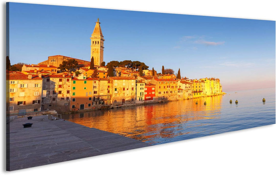 islandburner Bild Bilder auf Leinwand Schöner Sonnenuntergang in Rovinj in der adriatischen Seeküste