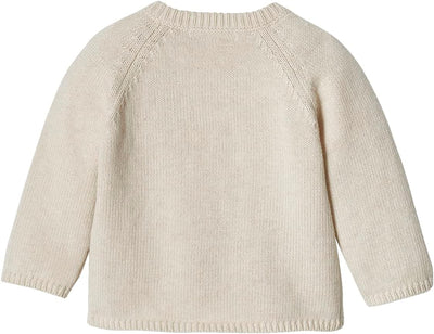 Vertbaudet Baby Strickpullover, Knöpfe vorn beige meliert 74