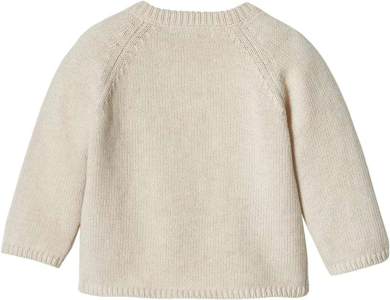 Vertbaudet Baby Strickpullover, Knöpfe vorn beige meliert 74