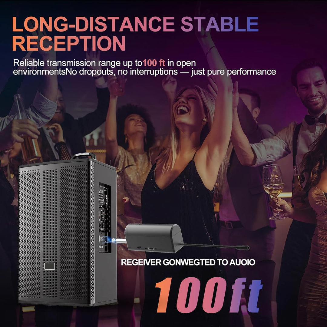 Aveek Funkmikrofon 4er Set, Professionelle Kabelloses Karaoke Mikrofon Set, Wiederaufladbar mit USB-