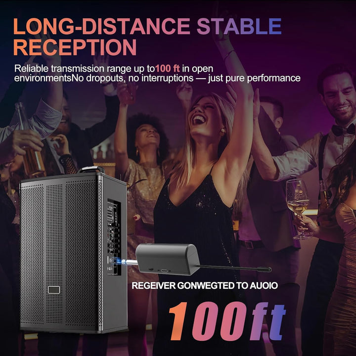 Aveek Funkmikrofon 4er Set, Professionelle Kabelloses Karaoke Mikrofon Set, Wiederaufladbar mit USB-