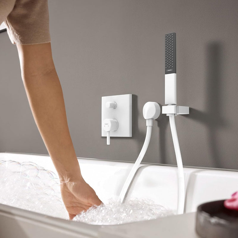 hansgrohe Wannenarmatur Finoris, Unterputz Badarmatur für 2 Funktionen, Mattweiss Mattweiss Wanne, M