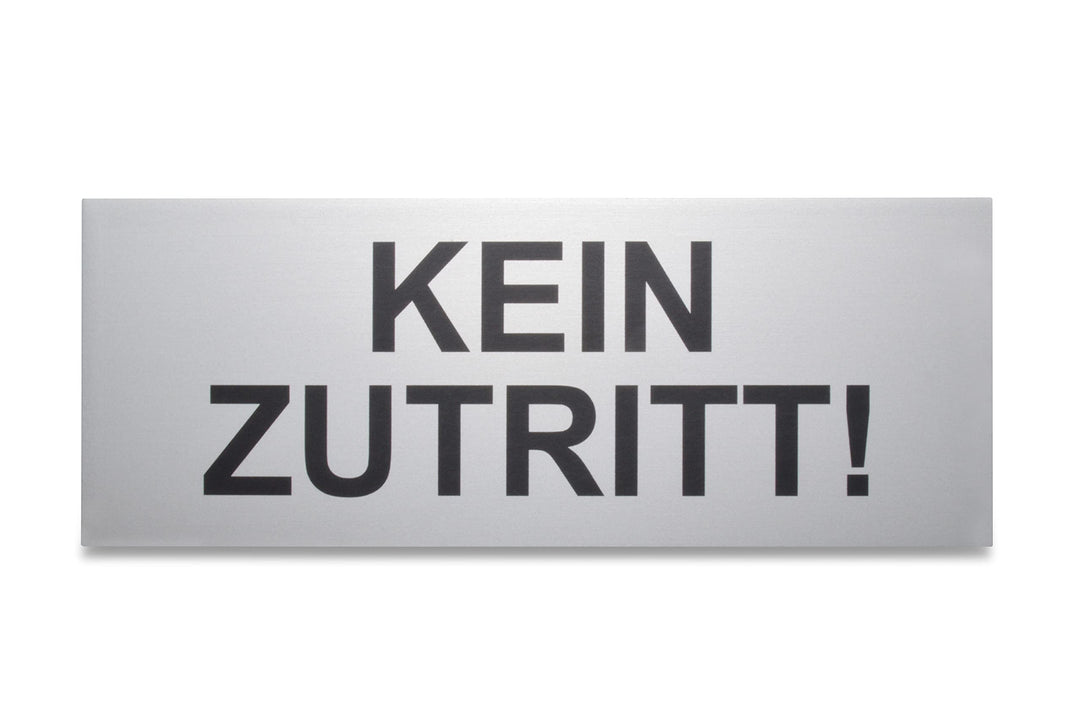 5 "KEIN ZUTRITT!" Schilder aus eloxiertem Aluminium - Grosse 16 x 6 cm - Mit starker Klebefläche der