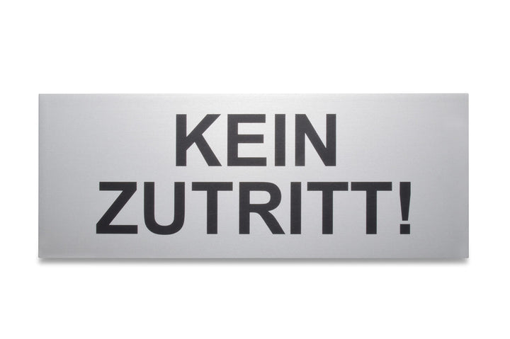 5 "KEIN ZUTRITT!" Schilder aus eloxiertem Aluminium - Grosse 16 x 6 cm - Mit starker Klebefläche der