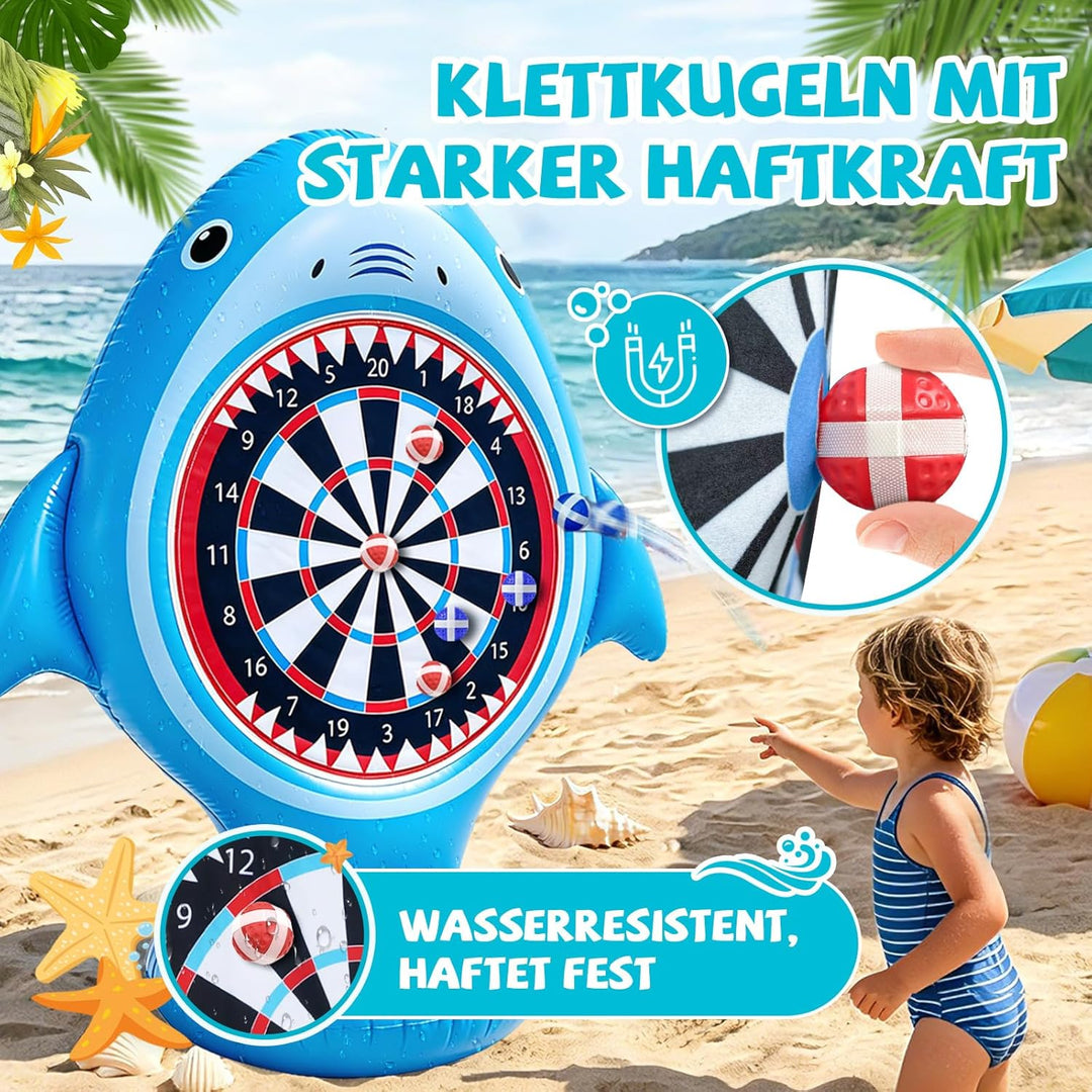 Aufblasbare Dartscheibe für Pool, Wurfspiel mit 10 Klettbällen, Wasserspielzeug für Kinder Erwachsen
