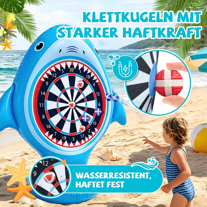 Aufblasbare Dartscheibe für Pool, Wurfspiel mit 10 Klettbällen, Wasserspielzeug für Kinder Erwachsen